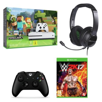 Xbox One S 500GB Console Minecraft and WWE 2K17 Bundle. Xbox One S 500GB Console Minecraft and WWE 2K17 Bundle.